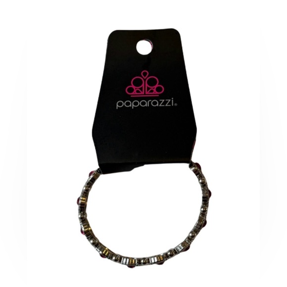 Paparazzi Silver Bracelet with Pink Floral Accents - Picture 5 of 5